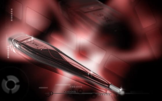 Digital illustration of thermometer in colour background