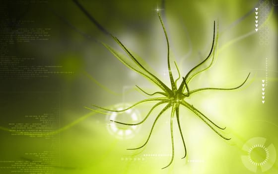 Digital illustration of neuron in colour background