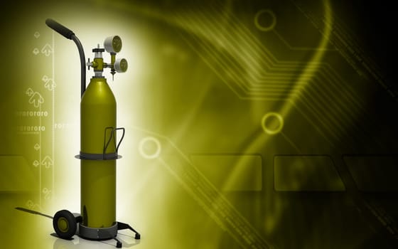 Digital illustration of oxygen cylinder in colour background