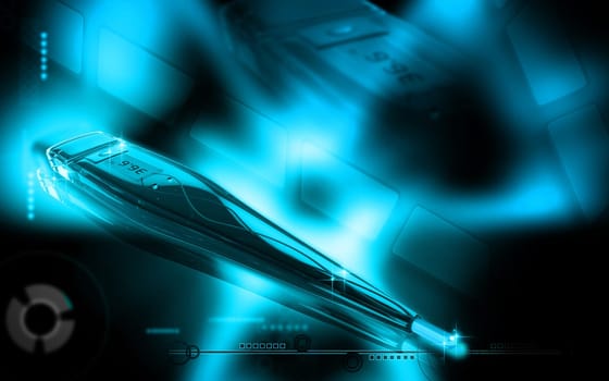 Digital illustration of thermometer in colour background