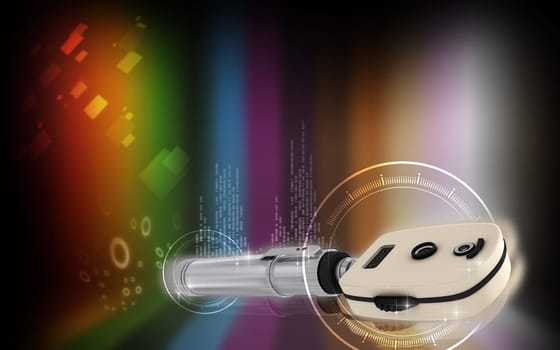 Digital illustration of ophthalmoscope in colour background