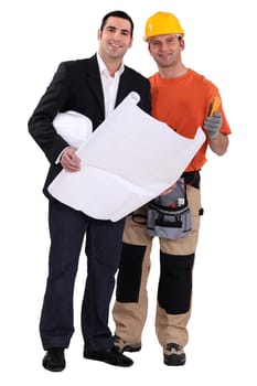 Tradesman and engineer working together
