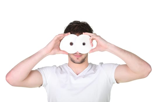 young man hiding his face behind a mask