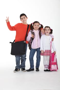 three school children