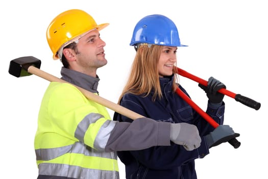 Couple of manual workers