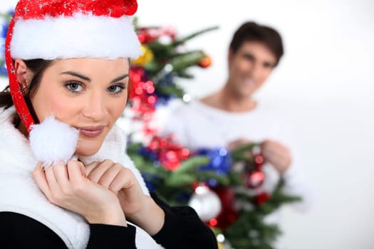 Couple celebrating Christmas.