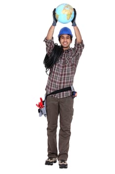 Man with globe