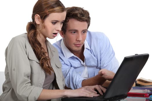 Couple surfing the internet