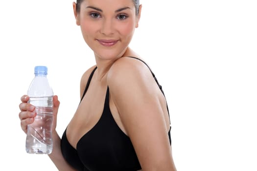 Young woman with a bottle of water