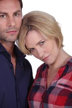 Couple looking angry