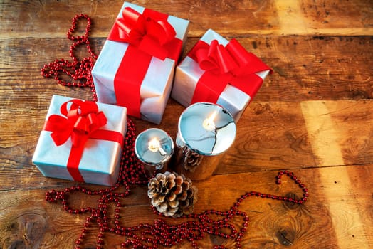 Christmas gift box with christmas balls