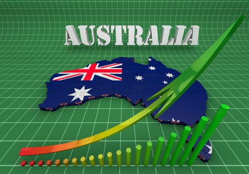 3D Illustration of Australia and business graphics
