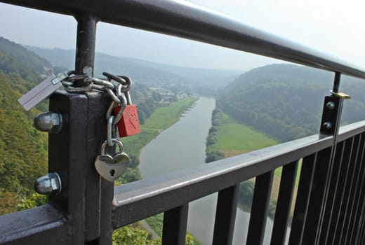 Love locks on the Weser Skywalk