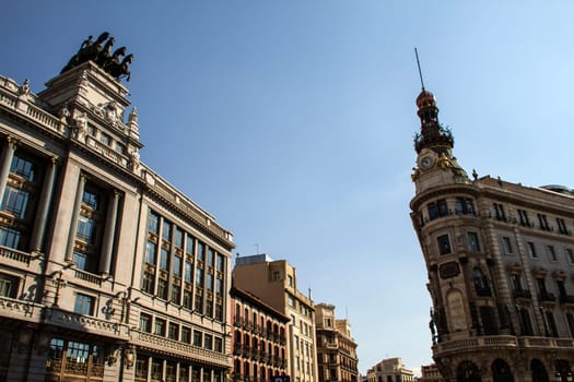 Madrid facades in the city.