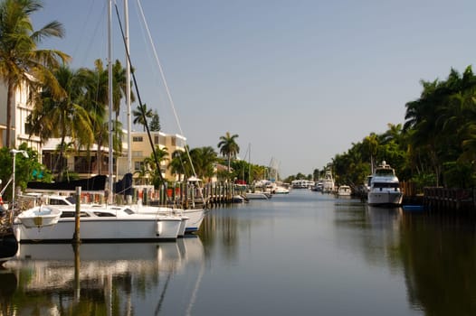 Yachts in a canal in Fort Lauderdale