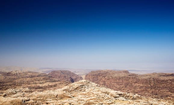 Beautiful red rock formations in Petra Jordan.