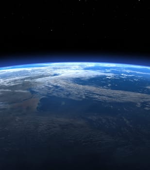 Planet earth horizon in space, elements of this image furnished by NASA- 3D render