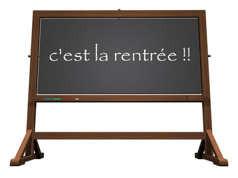 School blackboard french back to school isolated in white background - 3D render
