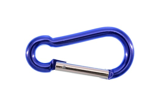 A close up shot of a climbing carabiner