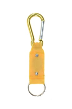 A close up shot of a climbing carabiner