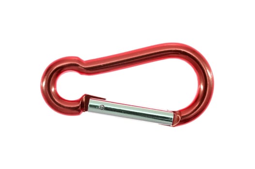 A close up shot of a climbing carabiner