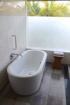 A shot of a luxury bath in a hotel room
