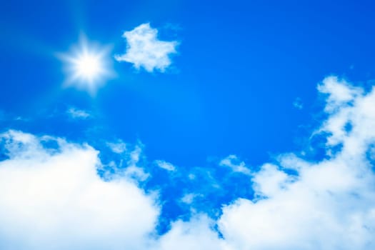 An image of a bright blue sky sun background