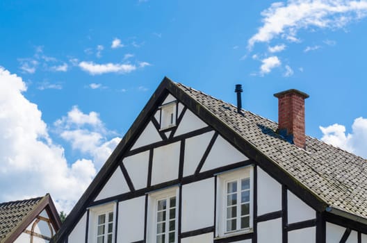 LWL-Open-Air Museum Hagen. Recordings courtesy of the Public Relations Department.. Close-up half-timbered house gables