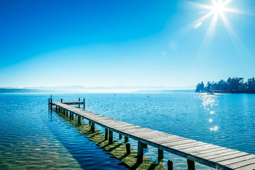 An old jetty at Starnberg Lake in Germany