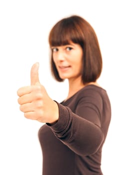 An image of a woman with thumb up