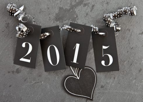 2015 on slate background with heart