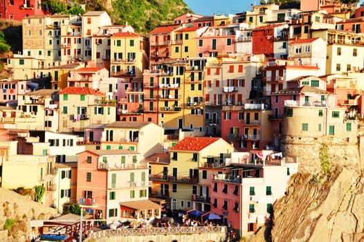 Traditional Mediterranean architecture of Manarola, La Spezia, Liguria, Italy