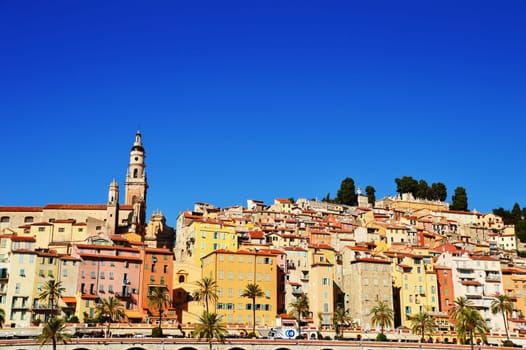 Old town architecture of Menton on French Riviera