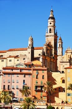 Old town architecture of Menton on French Riviera