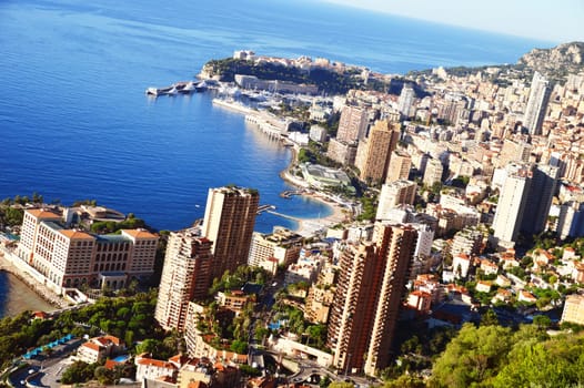 View of the city of Monaco. French Riviera