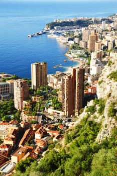 View of the city of Monaco. French Riviera