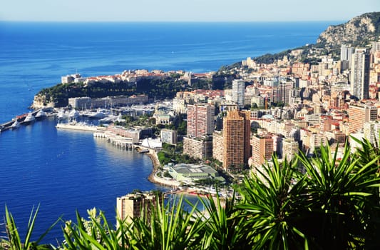 View of the city of Monaco. French Riviera