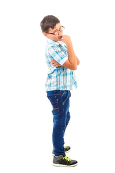 Portrait of little boy isolated on white background