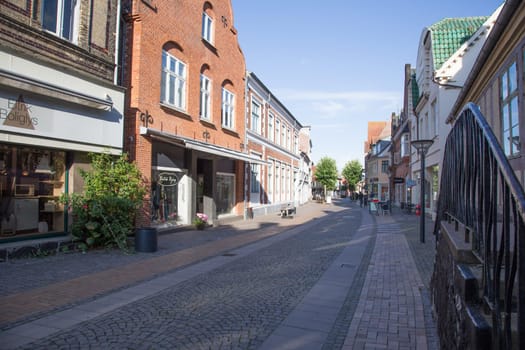 Small shopping street in Rudkébing deserted