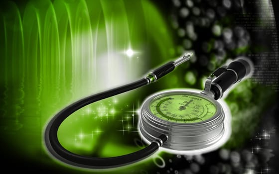 Digital illustration of Air tyre inflator in colour background