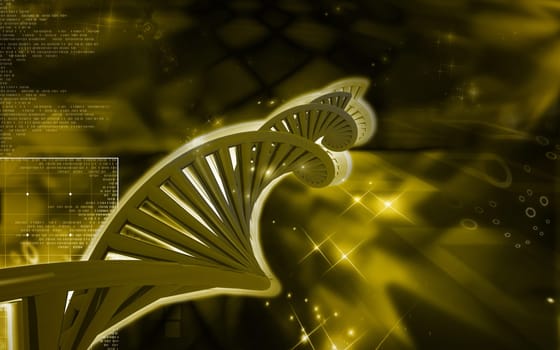 Digital illustration DNA structure in colour background