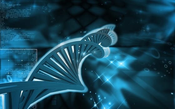 Digital illustration DNA structure in colour background