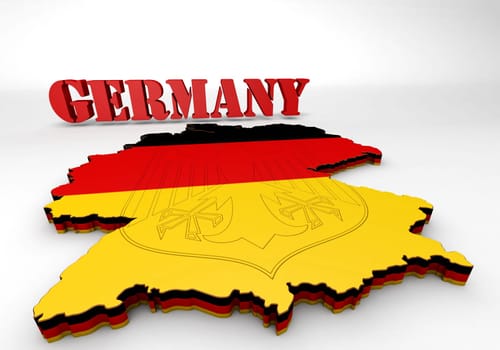 3D Map illustration of Germany with flag