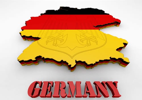 3D Map illustration of Germany with flag