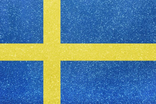 The flag of Sweden in sparkling glitter material