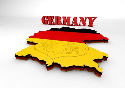 3D Map illustration of Germany with flag