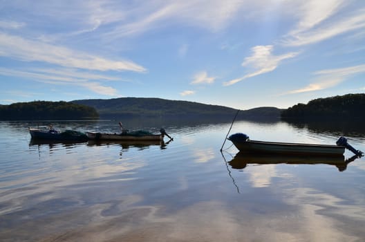 2 fishing boats at smithlake tomorrow hour