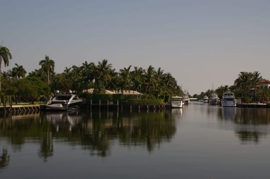 Yacht in a canal in Fort Lauderdale