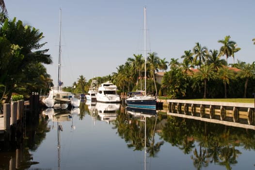 Yachts in a canal in Fort Lauderdale