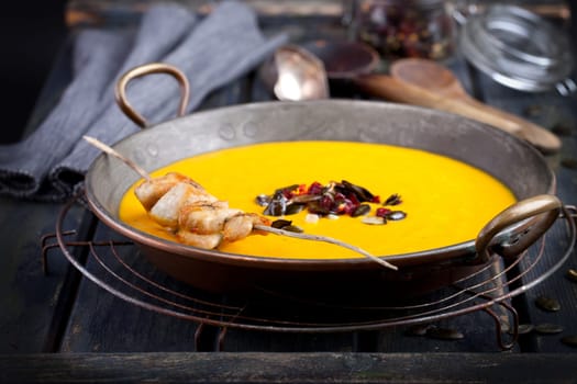Pumpkin soup with chicken